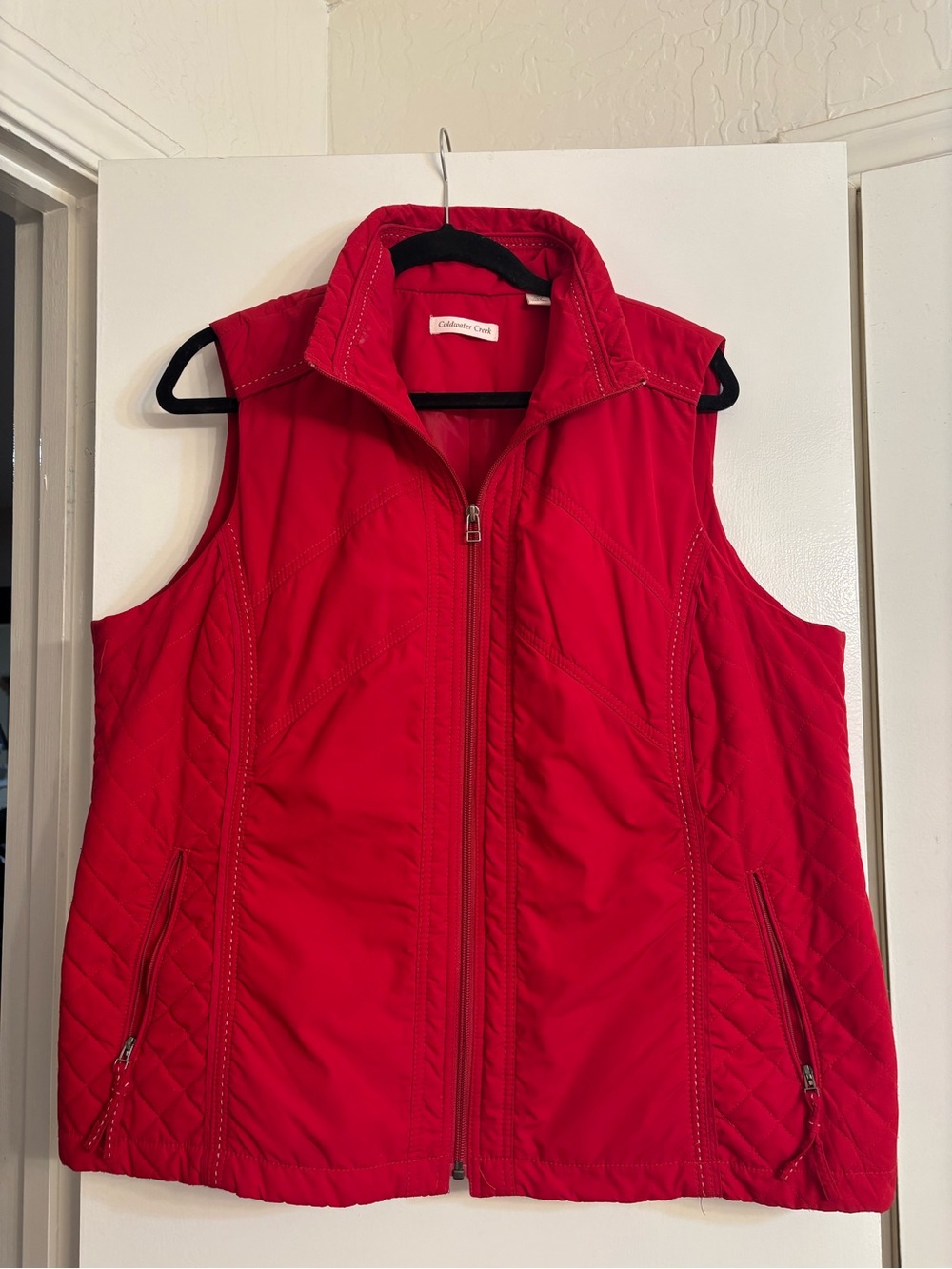 Coldwater Creek Women's Bright Red Quilted Zip Vest